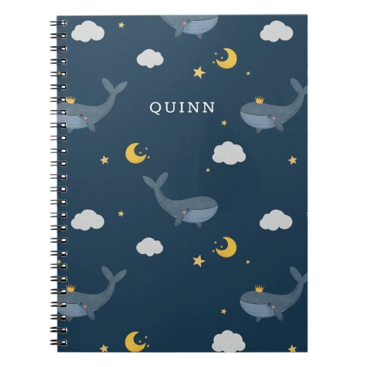 Lief Kinder Night Sky Whale Wolken Moon w / Naam Notitieboek (Voorkant)