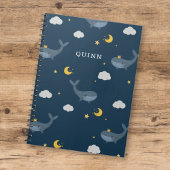 Lief Kinder Night Sky Whale Wolken Moon w / Naam Notitieboek
