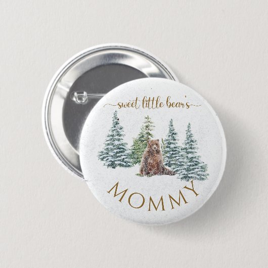 Lief klein beer Baby shower Button mama (Voorkant /achterkant)