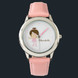 Lief klein Brunette Ballet Dancer Horloge<br><div class="desc">Dit schattige horloge heeft een schattige vectorillustratie van een schattige ballerina en kan worden gepersonaliseerd met de naam van uw kleine meisje,  monogram,  initiaal of elke tekst van uw keuze voor een perfect aangepast cadeau.</div>