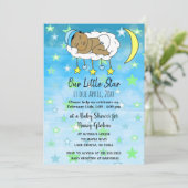 Lief klein etnisch Baby Blauw sterren en manen jon Kaart (Staand voorkant)