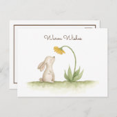 Lief klein konijntje aquarel wensen briefkaart (Voorkant / Achterkant)
