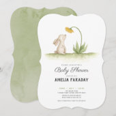 Lief klein konijntje baby shower kaart (Voorkant / Achterkant)