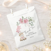 Lief klein lam roze rozen groen gunsttassen bedankzakje (Geknipt)