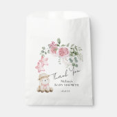 Lief klein lam roze rozen groen gunsttassen bedankzakje (Voorkant)