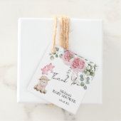 Lief klein lamsblos roze rozen groen bedankjes labels (In situ)