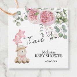 Lief klein lamsblos roze rozen groen bedankjes labels