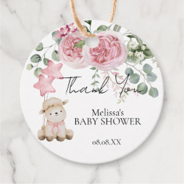 Lief klein lamsblos roze rozen groen bedankjes labels