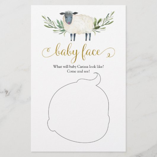 Lief klein lamsgroen Baby shower Baby gezicht (Voorkant)
