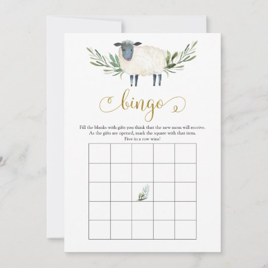 Lief klein lamsgroen Baby shower bingogame Kaart (Voorkant)