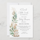 Lief klein lamsgroen baby shower kaart (Voorkant)