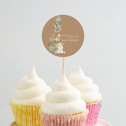 Lief klein lamsgroen Cupcake Topper Ronde Sticker