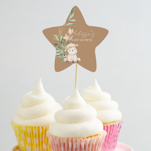 Lief klein lamsgroen Cupcake Topper Ster Sticker