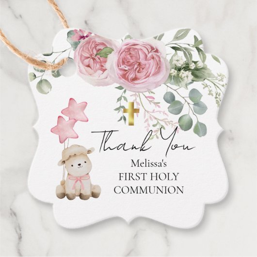Lief klein lamsgroen Eerste Heilige Communie Bedankjes Labels (Voorkant)