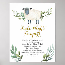 Lief klein lamsgroen Late Night Luierbord Poster