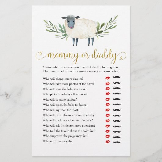 Lief klein lamsgroen mammie of papa (Voorkant)