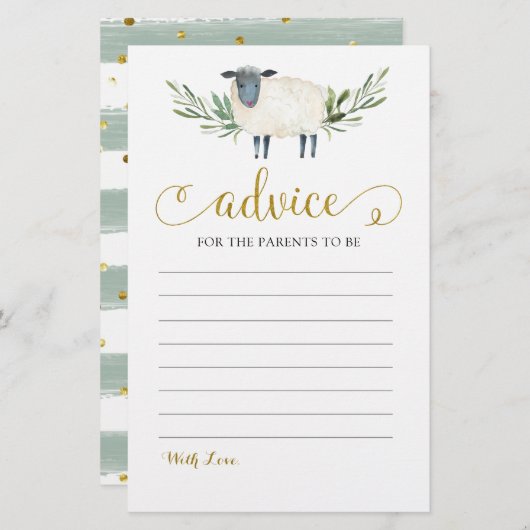 Lief klein lamsvlees groen advies Kaart (Voorkant / Achterkant)