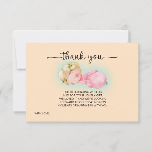 Lief klein meisje Baby shower dank u kaart (Voorkant)