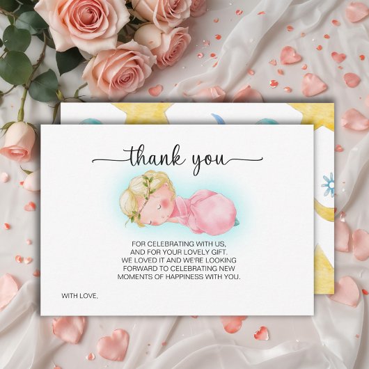Lief klein meisje Baby shower dank u kaart