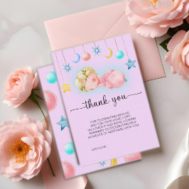 Lief klein meisje Baby shower dank u kaart