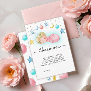 Lief klein meisje Baby shower dank u kaart