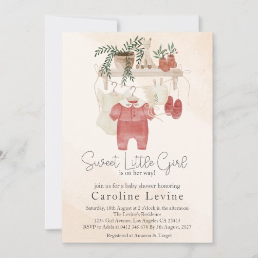 Lief klein meisje boho kleding Baby shower Kaart (Voorkant)