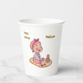 Lief klein meisje Gefeliciteerd verjaardag Papieren Bekers