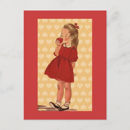 Lief klein meisje met appel Briefkaart (Voorkant)