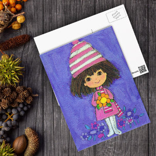 Lief klein meisje met Daisy Briefkaart