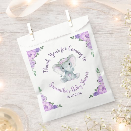 Lief klein meisje op haar weg Olifant Paarse kopje Bedankzakje (Geknipt)