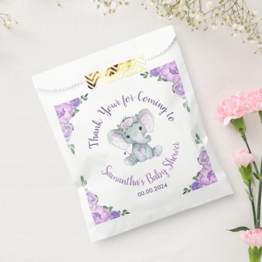 Lief klein meisje op haar weg Olifant Paarse kopje Bedankzakje (Gezegeld)