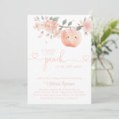 Lief klein meisje perzik Baby shower Kaart (Staand voorkant)