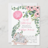 Lief klein meisje roze ballon eucalyptus olifant kaart (Voorkant)