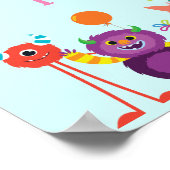 Lief klein monster strip leuk verjaardagsfeestje poster (Hoek)