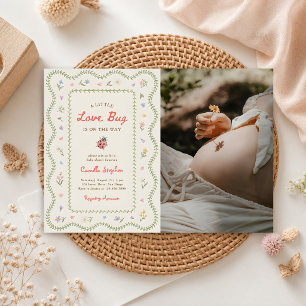 Lief klein ongedierte wildbloem baby shower foto kaart