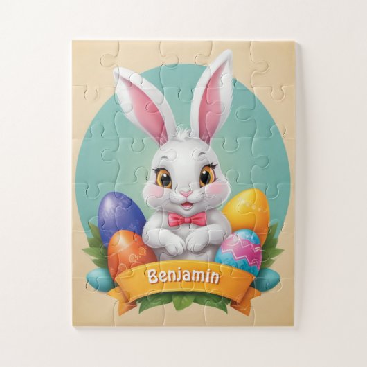 Lief klein paaskonijn gepersonaliseerd Kinder Legpuzzel (Verticaal)