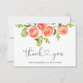 Lief klein perzik baby shower dank u kaart (Voorkant)