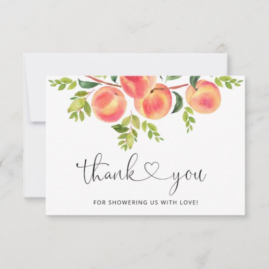 Lief klein perzik baby shower dank u kaart (Voorkant)