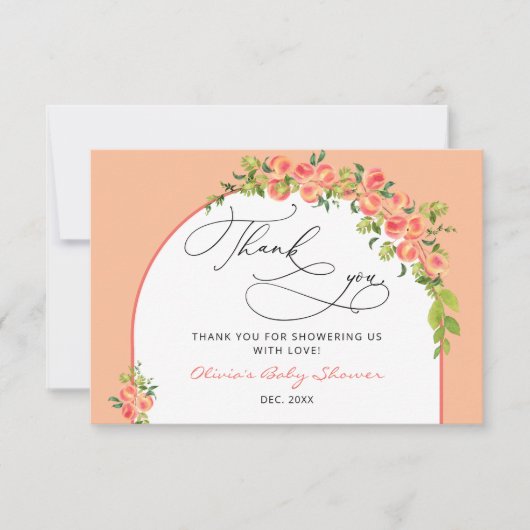 Lief klein perzik Baby shower dank u Kaart (Voorkant)