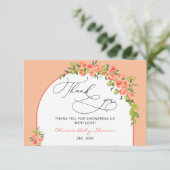 Lief klein perzik Baby shower dank u Kaart (Staand voorkant)