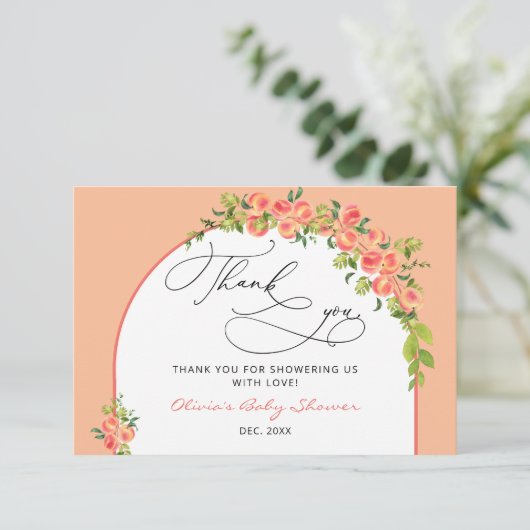 Lief klein perzik Baby shower dank u Kaart (Staand voorkant)