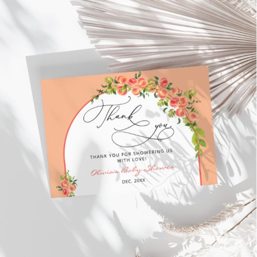 Lief klein perzik Baby shower dank u Kaart