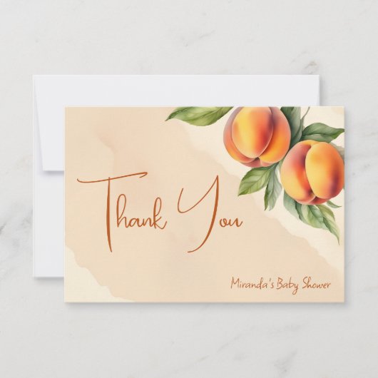 Lief klein perzik baby shower dank u kaart (Voorkant)
