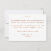 Lief klein perzik baby shower dank u kaart (Achterkant)