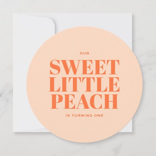 Lief klein perzik meisje eerste verjaardag kaart (Voorkant)