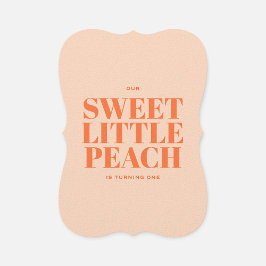 Lief klein perzik meisje eerste verjaardag kaart