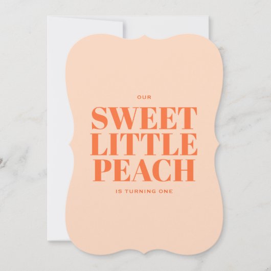 Lief klein perzik meisje eerste verjaardag kaart (Voorkant)