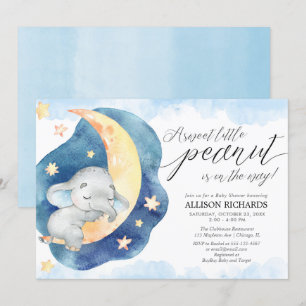 Lief klein pinda olifant maan boy baby shower kaart