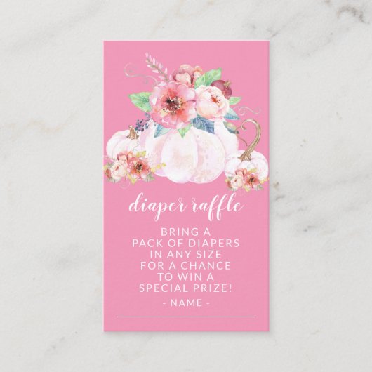 Lief Klein Pompoen Baby shower Luier Raffle Informatiekaartje (Voorkant)