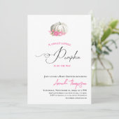 Lief klein pompoen goud roze Baby shower Kaart (Staand voorkant)